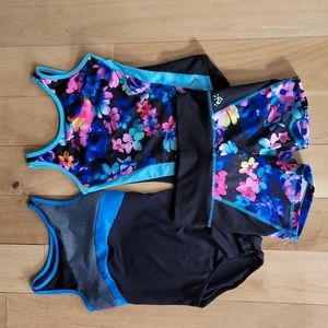 Justice gymnastics leotards and shorts size 7 and 8